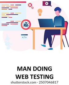 illustration, man, vector, design, flat, web, computer, icon, concept, background, character, online, business, internet, screen, service, technology, banner, website, graphic, modern, support, 

