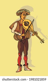 illustration of a man with violin