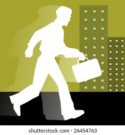 Illustration of man walking with a bag	
