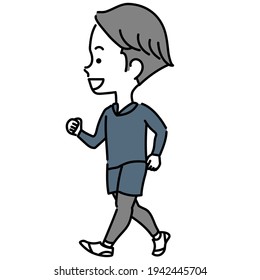 Illustration of a man walking outside