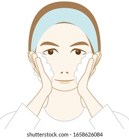 Illustration of a man washing his face