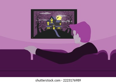 illustration of a man watching television