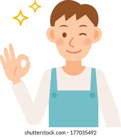 Illustration of a man wearing an apron