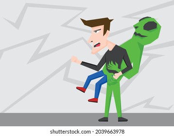 An illustration of man wearing Halloween monster costume