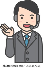 Illustration of a man wearing a headset guiding