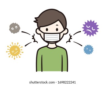 Illustration of a man wearing a mask.