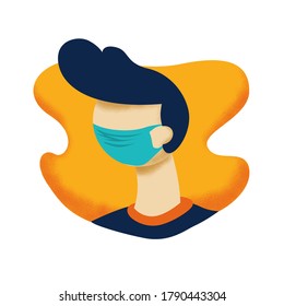 Illustration des Menschen mit einer Maske, um das Corona-Virus in Vektorform zu vermeiden.