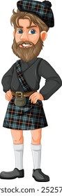 Illustration of a man wearing a Scottish kilt