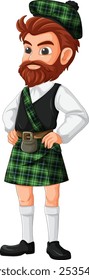 Illustration of a man wearing a Scottish kilt