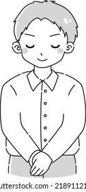 Illustration of a man wearing a shirt bowing