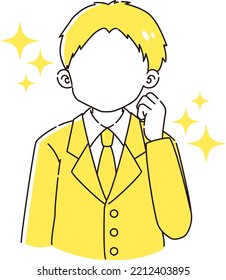 Illustration of a man wearing a suit doing a guts pose