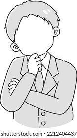 Illustration of a man wearing a suit doing a guts pose