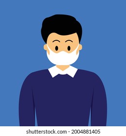 An illustration of a man wearing t-shirt, sweater, and mask. An illustration of a businessman wearing t-shirt, sweater, and mask. An illustration of a young people wearing t-shirt, sweater, and mask.