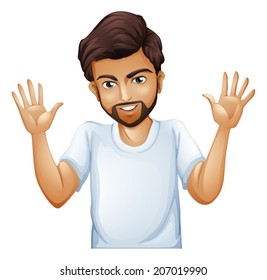 Illustration of a man wearing a white t-shirt on a white background