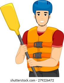 Illustration of a Man Wearing Whitewater Rafting Gear