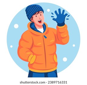 Ilustración de un hombre con ropa de invierno