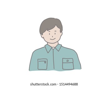 Illustration of a man wearing work clothes. Simple and stylish line drawing that is easy to use.
