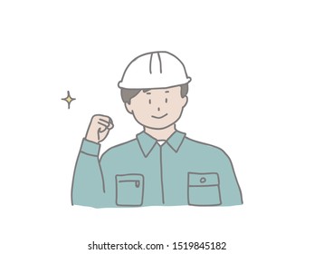 Illustration of a man wearing work clothes. Simple and stylish line drawing that is easy to use.