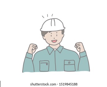 Illustration of a man wearing work clothes. Simple and stylish line drawing that is easy to use.
