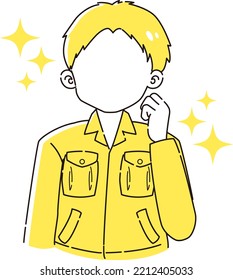 Illustration of a man wearing work clothes holding a fist