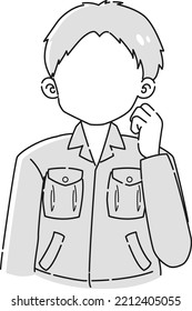 Illustration of a man wearing work clothes holding a fist