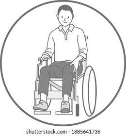 Ilustración de un hombre en silla de ruedas