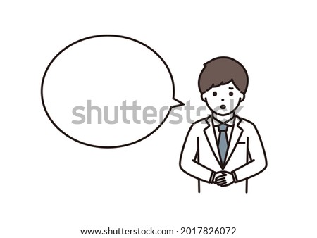 Illustration of a man in a white coat apologizing, a pharmacist, and a doctor