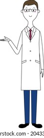 It is an illustration of a man in a white coat to explain.
