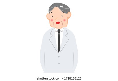 Illustration of a man in a white coat laughing happily