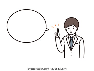 Illustration of a man in a white coat, a pharmacist, and a doctor giving a good sign with a smile