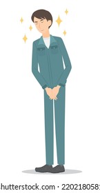 It is an illustration of a man who bows refreshingly.