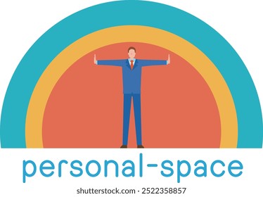 Illustration of a man who is conscious of personal space