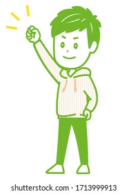 Es ist ein Beispiel für einen Mann, der entscheidet. Vektorillustration-Bild.