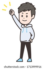 Es ist ein Beispiel für einen Mann, der entscheidet. Vektorillustration-Bild.