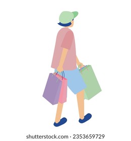 It is an illustration of a man who enjoys shopping.