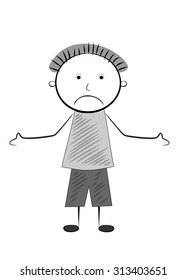 the illustration of a man who expresses sorrow.