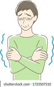 Illustration of a man who feels cold and shivers