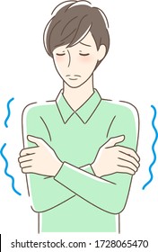 Illustration of a man who feels cold and shivers