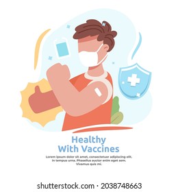 illustration of a man who has been vaccinated 