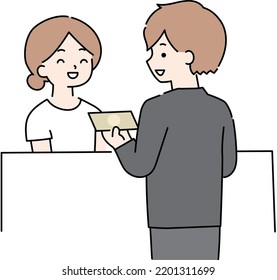 Illustration Of A Man Who Pays In Cash At The Reception