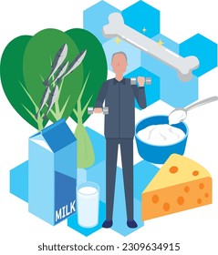 Illustration of a man who prevents osteoporosis