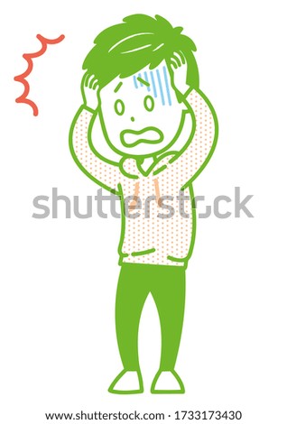 It is an illustration of a man who is shocked. Vector image.