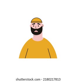 illustration of a man who is surprised or not expecting. stunned or shocked. the expression of the person receiving the gift or surprise. flat cartoon style. vector people design