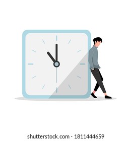 illustration of a man who was waiting. please wait concept illustration flat design vector