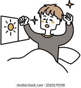 Illustration of a man who woke up refreshingly