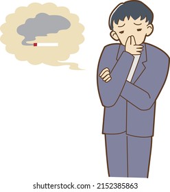 Illustration of a man who is worried about the smell of cigarettes