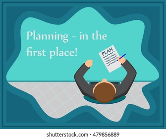 Illustration of a man who writes the plan