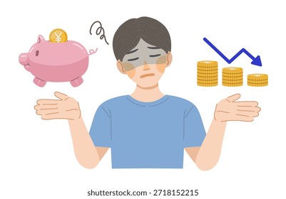 Una ilustración de un hombre cuyos ahorros han disminuido