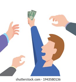 Illustration of a man winning money