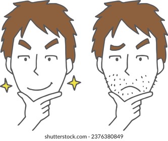 Illustration of a man without a beard and a man with a beard